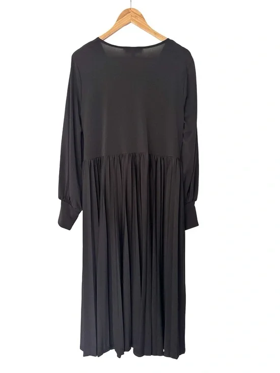 ELOQUII Plus Size Knot Front Pleated Skirt Dress Black 16 - Picture 10 of 11